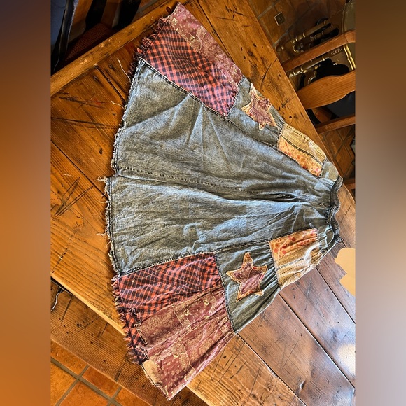 Blue Velvet extreme wide leg patchwork star jeans size small - Picture 11 of 13